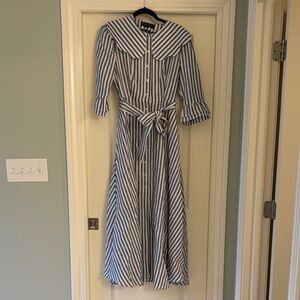 Blue and White Striped Maxi Dress